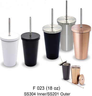แก้วน้ำสแตนเลส ร้อน - เย็น แก้วมัค แก้วสแตนเลสพรีเมี่ยม ขนาด 18 ออน รหัส F-023